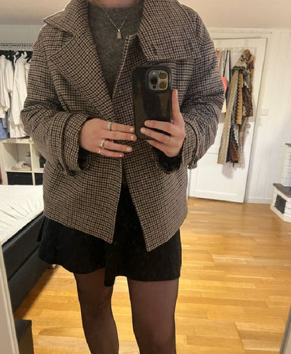 SOKYND Natalie Houndstooth Buttoned Collar Jacket JacketSOKYND-508503-S-OS-91607S
