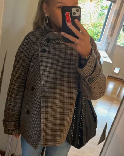 SOKYND Natalie Houndstooth Buttoned Collar Jacket JacketSOKYND-508503-S-OS-91607S