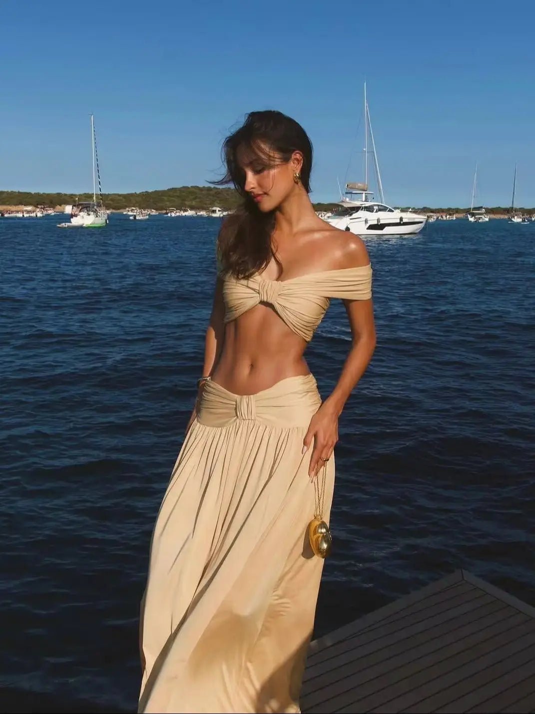 SOKYND Natalie Off-Shoulder Twist Crop Top Set Matching SetsSOKYND-847831-S-OS-17271S
