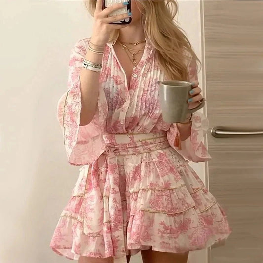 SOKYND Nova Pleated Button Front Mini Dress DressesSOKYND-731479-PIN-S-71511PinkS