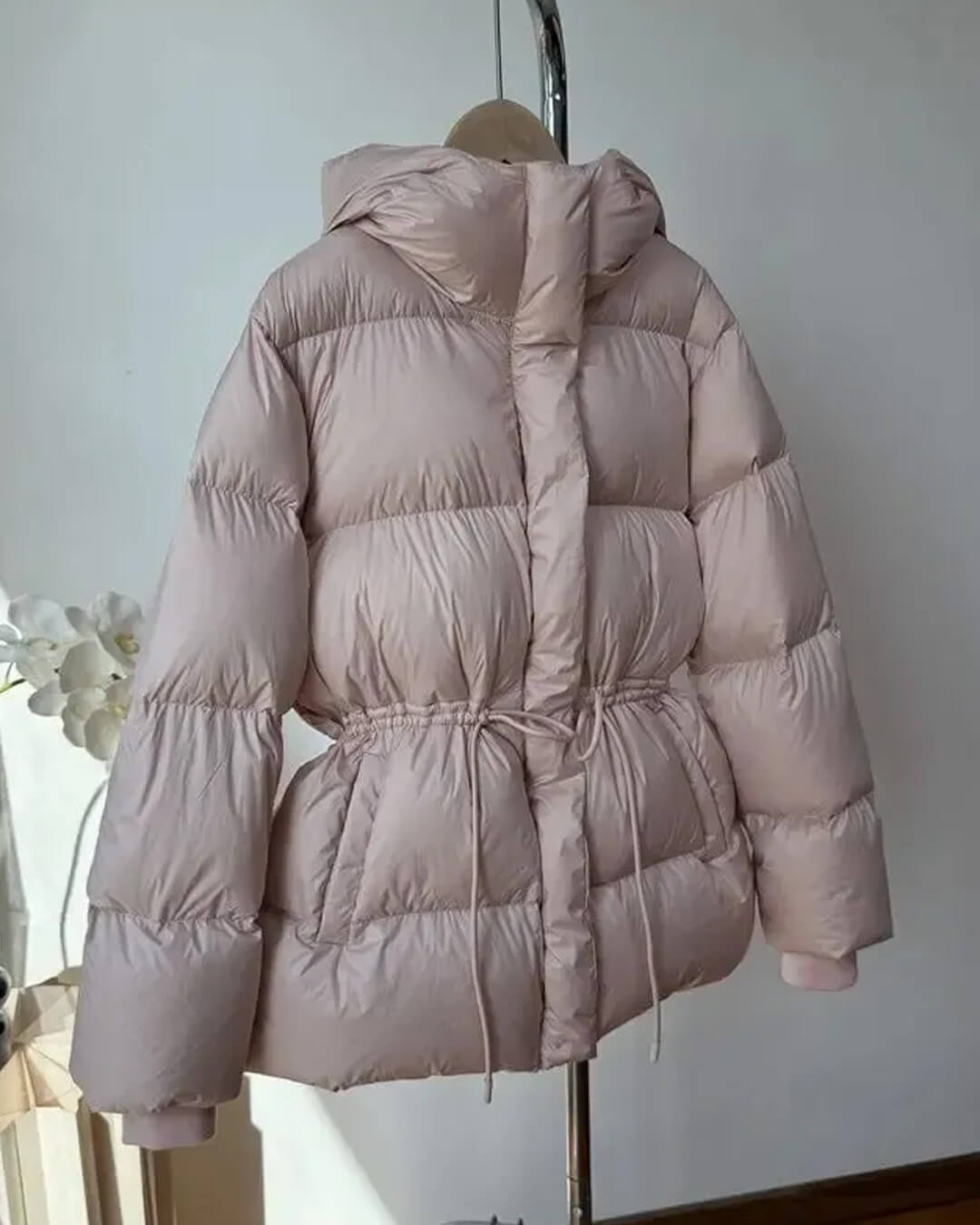SOKYND Olivia Oversized Drawstring Waist Puffer Jacket JacketLight PinkS