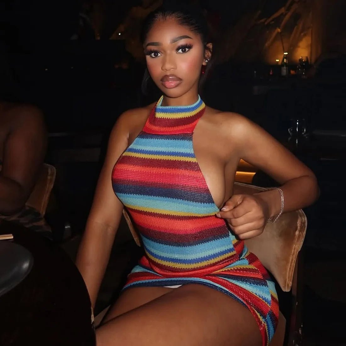 SOKYND Olivia Striped Halter Bodycon Dress DressSOKYND-926935-RED-S-69815RedS