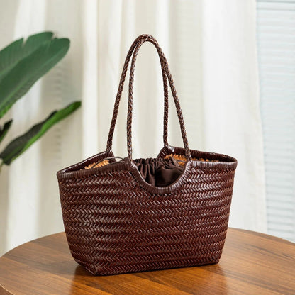 SOKYND Petra Handwoven Leather Tote Bag HandbagsSOKYND-989527-IVO-LARGE-93303IvoryLarge