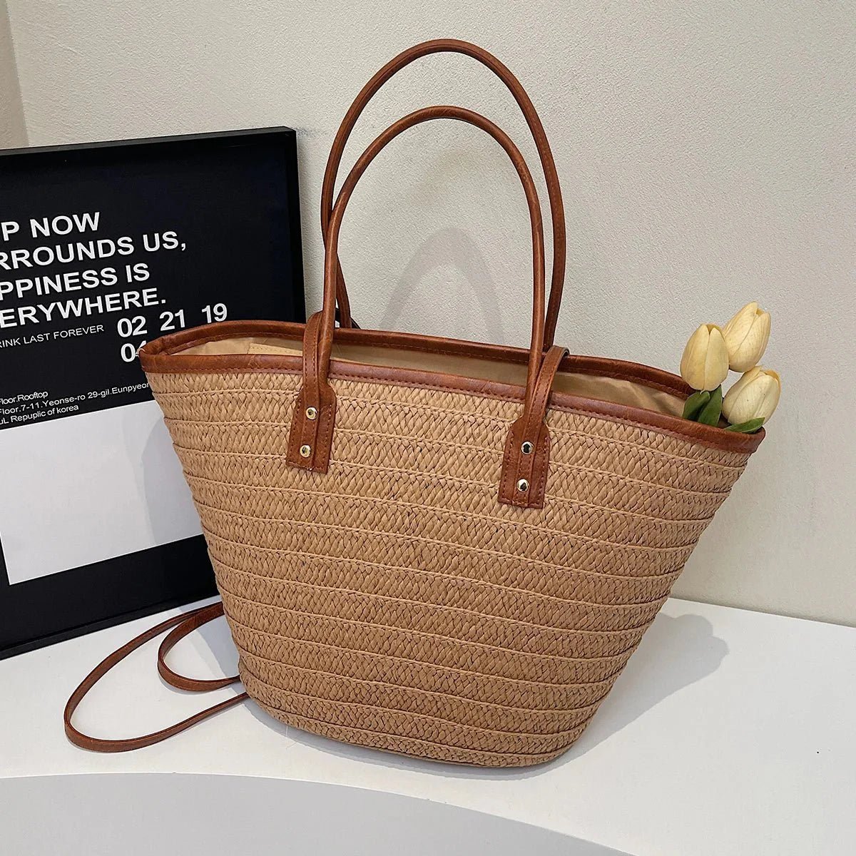 SOKYND Quinn Forest Woven Single-Shoulder Tote HandbagsSOKYND-334167-BRO-OS-89367Brown