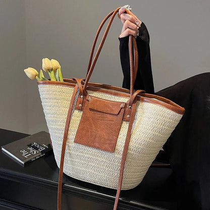 SOKYND Quinn Forest Woven Single-Shoulder Tote HandbagsSOKYND-334167-BRO-OS-89367Brown
