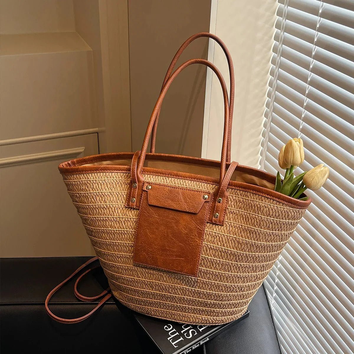 SOKYND Quinn Forest Woven Single-Shoulder Tote HandbagsSOKYND-334167-BRO-OS-89367Brown