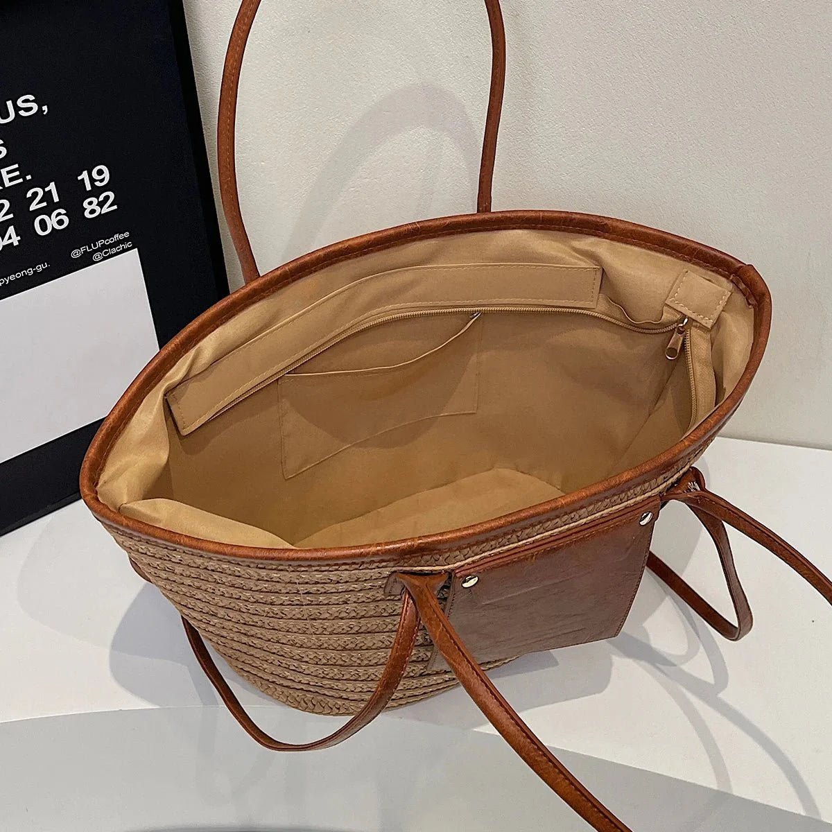 SOKYND Quinn Forest Woven Single-Shoulder Tote HandbagsSOKYND-334167-BRO-OS-89367Brown
