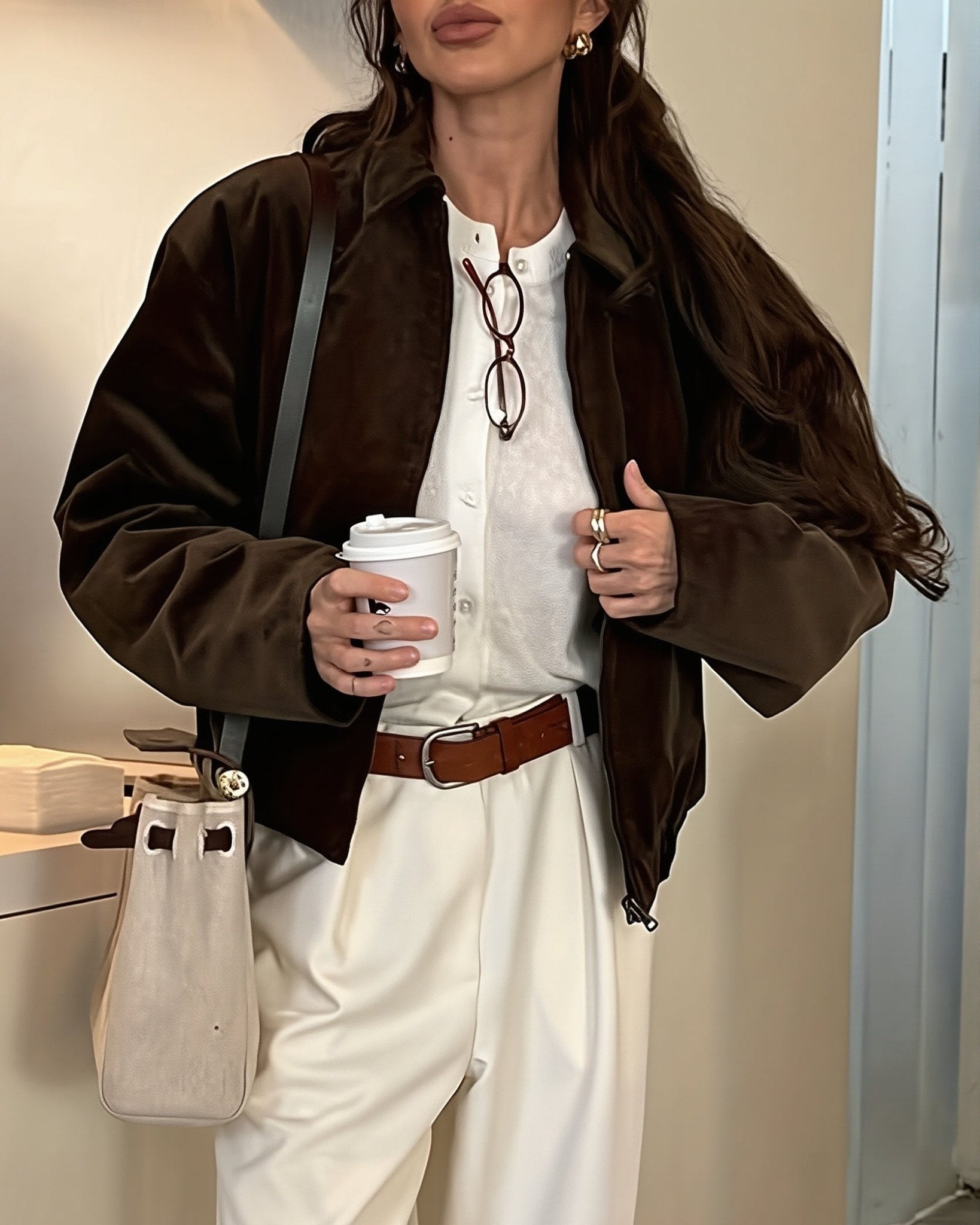 SOKYND Rachel Corduroy Bomber Jacket JacketSOKYND-748183-COF-L-58359Coffee BrownL