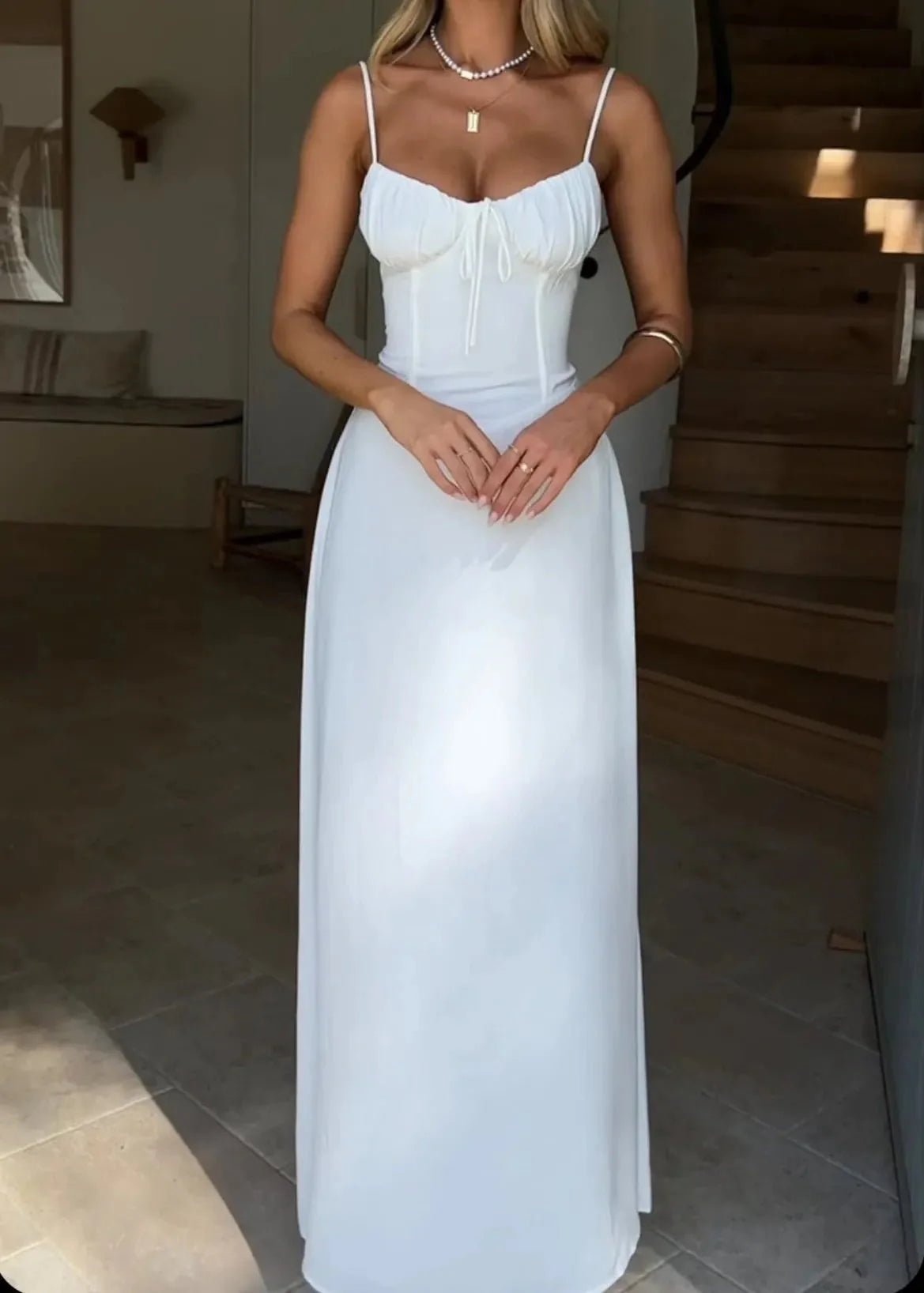 SOKYND Rafaela Corset Bodice Maxi Dress DressesWhiteS