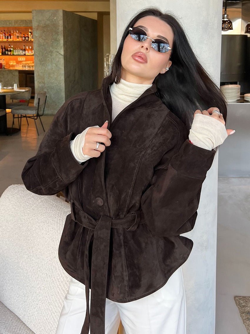 SOKYND Rebecca Belted Suede Trench Coat CoatSOKYND-557271-BRO-XS-31543BrownXS