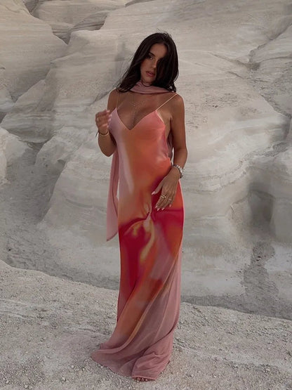 SOKYND Remy Open-Back Ombre Satin Maxi Dress DressSOKYND-790295-ORA-S-19063OrangeS