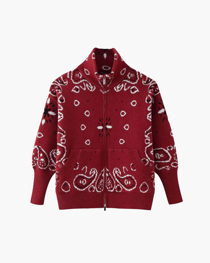 SOKYND Ruth Paisley Zip-Up Knit Jacket JacketSOKYND-675863-BUR-M-14647RedM