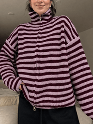 Sarah Striped High-Neck Knit Sweater