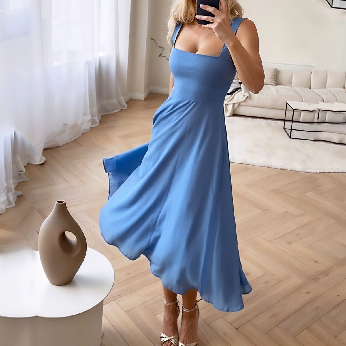 SOKYND Seraphina Sleeveless Midi Dress DressBlueXS