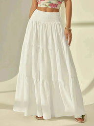 Adora Tiered Maxi Skirt Elastic Waist