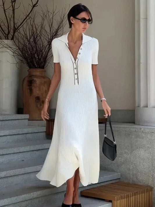 SOKYND Sienna Tricot Knit Dress DressWhiteS