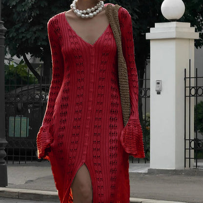 SOKYND Sofia Button-Front Knit Cardigan Dress DressesSOKYND-277463-BEI-S-89463BeigeS