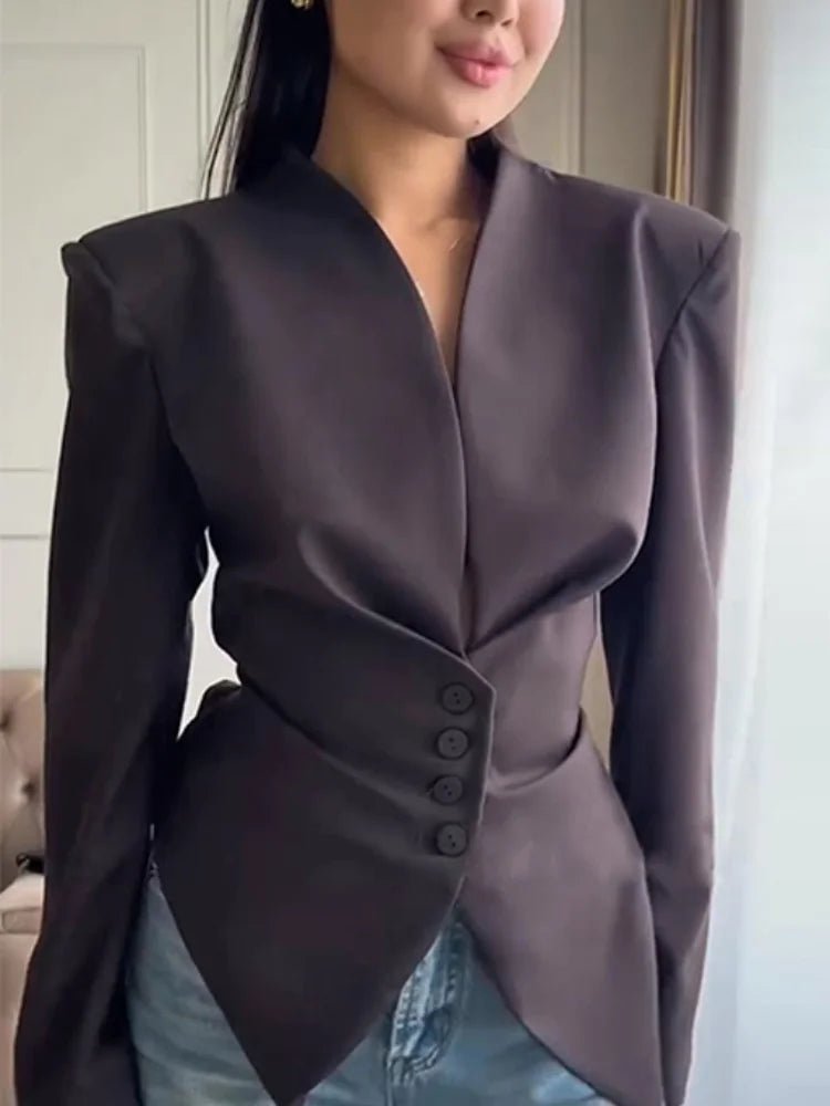 SOKYND Tanya Structured Shoulder Cinched Blazer Coats & Jacketsax1772777205899919002BrownS