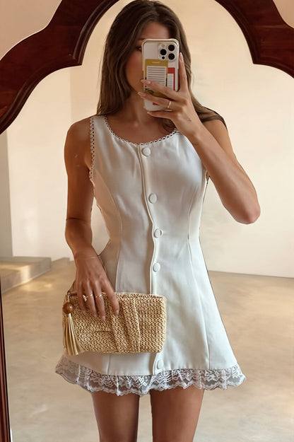 SOKYND Tessa Lace Trim Fit Flare Mini Dress DressSOKYND-284311-WHI-M-20887WhiteM