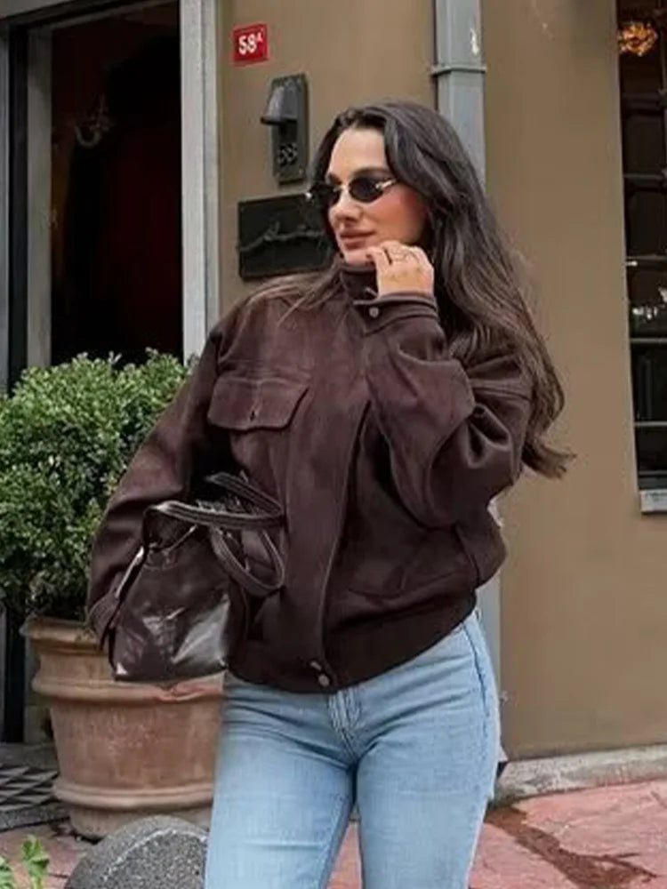 SOKYND Valerie Vintage Oversized Bomber Jacket JacketSOKYND-197207-DEE-M-14551Deep CoffeeM