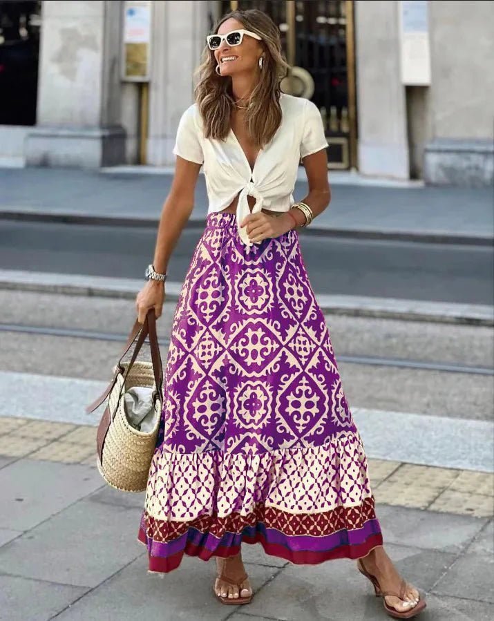 SOKYND Vianne Boho Printed Midi Swing Skirt SkirtsSOKYND-871319-OLI-S-56631OliveS