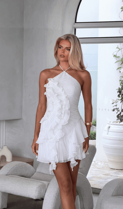SOKYND Vina Ruffle Mini Dress DressSOKYND-336279-WHI-XS-44791WhiteXS