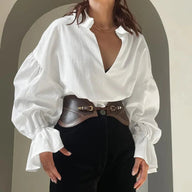 Yelena V-Neck Puff Sleeve Blouse