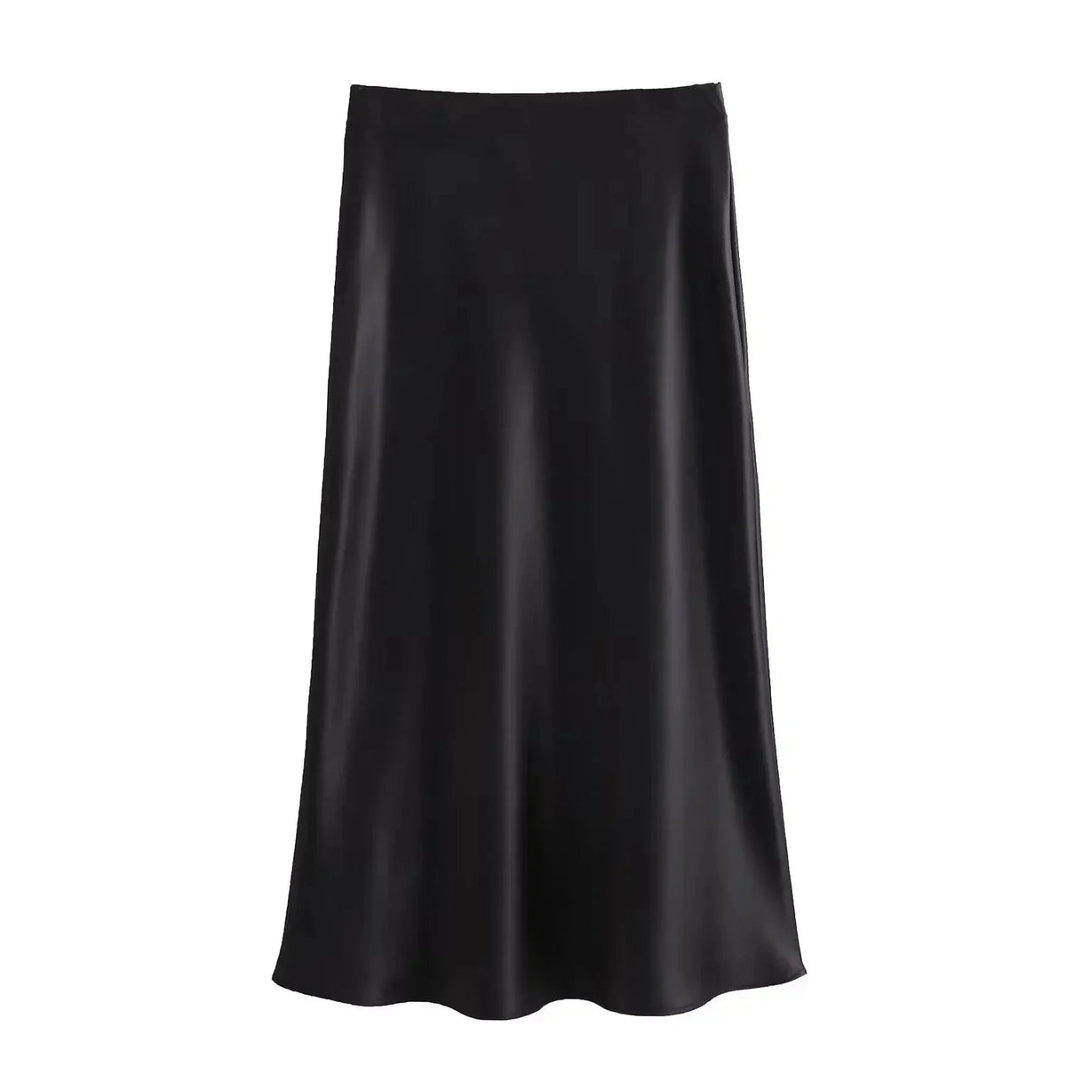 SOKYND Yui High Waist Black Satin Midi Skirt SkirtBlackXS
