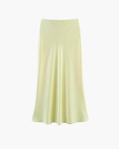 SOKYND Yui High Waist Black Satin Midi Skirt SkirtLight YellowXS