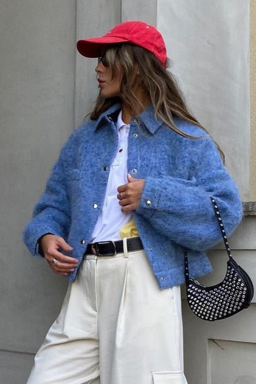 SOKYND Zoe Snap Button Fleece Jacket JacketSOKYND-215959-BLU-M-53559BlueM